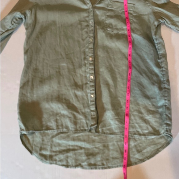 Sigrid Olsen 100% Linen Long Sleeve Button Down Shirt Womens Large Green - Picture 7 of 7